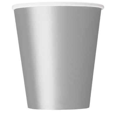 Silver Solid 9oz Paper Cups 14ct