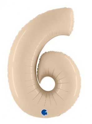 Cream 40" Number 6 Satin Foil Balloon ( 1 )