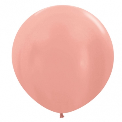 Metallic Solid Rose Gold 24" Latex Balloons 60cm - 3 Pack PC
