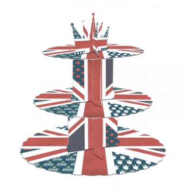Union Jack Vintage Three Tier Cupcake Stand
