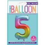 RAINBOW NUMBER 5 SHAPED FOIL BALLOON 34"