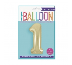 GOLD NUMBER 1 SHAPED FOIL BALLOON 34"