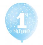 9" Blue Happy 1st Birthday Latex Balloons pack of 10