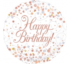 Oaktree 18" Birthday White & Rose Gold Holographic Balloon