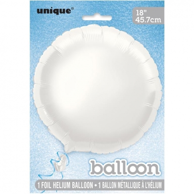 SOLID ROUND FOIL BALLOON 18" WHITE
