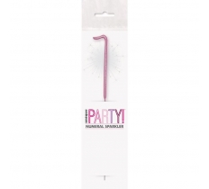 BIRTHDAY PINK GLITZ NUMBER 1 SPARKLER 7"