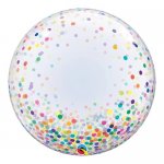 QUALATEX CONFETTI DOTS COLOURFUL 24" DECO BUBBLE BALLOON