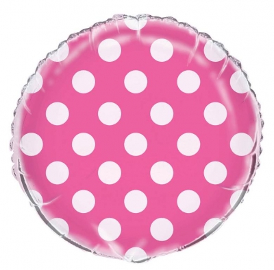 18" PKG HOT PNK DOT FL BLN
