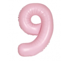 34" UNIQUE MATTE LOVELY PINK NUMBER 9 FOIL BALLOON