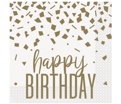 16 CONFETTI GOLD BIRTHDAY LUNCH NAPKIN