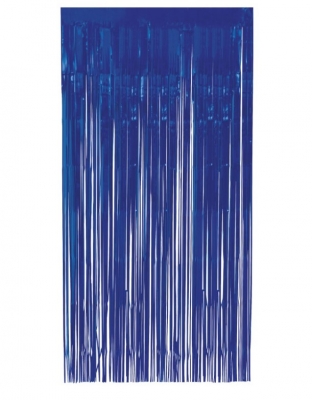 Royal Blue Foil Fringe Door Curtain 1m x 2m