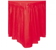 RED SOLID PLASTIC TABLE SKIRT 29"X14FT