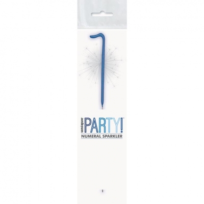 BIRTHDAY BLUE GLITZ NUMBER 1 SPARKLER 7"