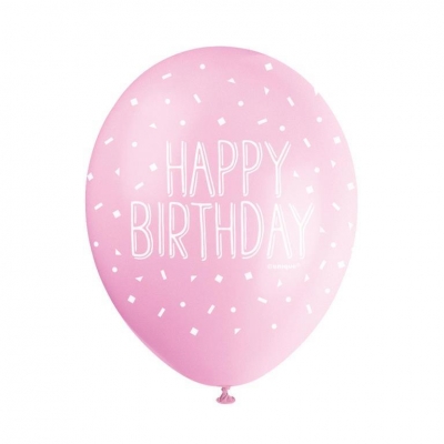 5 12" PINK HAPPY BIRTHDAY BALLOON