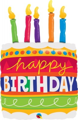 QUALATEX 35" BIRTHDAY CAKE & CANDLES SHAPE