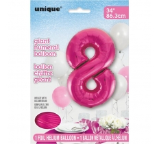 PINK NUMBER 8 SHAPED FOIL BALLOON 34"