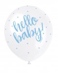 BLUE "HELLO BABY" 12" LATEX BALLOONS 5 PACK