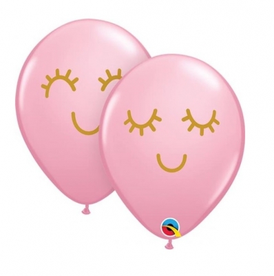 QUALATEX 11" ROUND PINK EYELASHES BALLOONS PACK OF 25