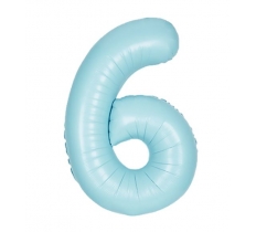 34" UNIQUE MATTE BLUE NUMBER 6 FOIL BALLOON