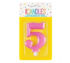 METALLIC PINK NUMBER 5 BIRTHDAY CANDLE