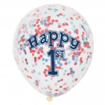 Little Sailor Nautical First Birthday Clear Latex Balloons w