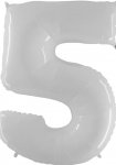 Number 5 40" Shiny White Balloon