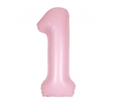 34" UNIQUE MATTE LOVELY PINK NUMBER 1 FOIL BALLOON