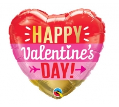 Valentines 18" Heart Day Arrow Stripes Balloon