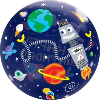 QUALATEX 22" BIRTHDAY OUTER SPACE SINGLE BUBBLE