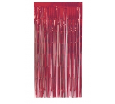 Ruby Red Foil Fringe Door Curtain 1m x 2m
