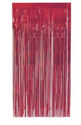 Ruby Red Foil Fringe Door Curtain 1m x 2m