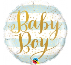 QUALATEX 9" ROUND BABY BOY BLUE STRIPES UNPACKAGED