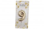 Gold Balloon Candle 6cm Number 9