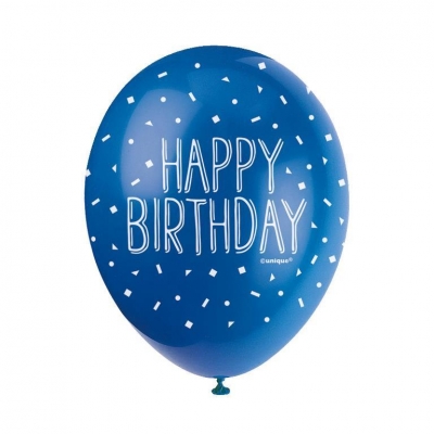 5 12" BLUE HAPPY BIRTHDAY BALLOON