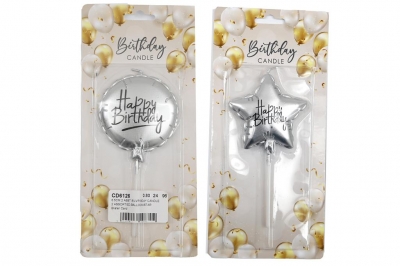 Silver Birthday Candle 6.5cm