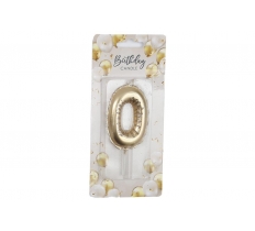 Gold Balloon Candle 6cm Number 0