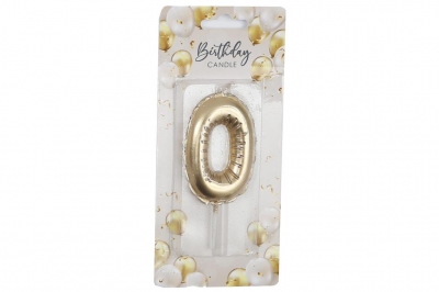 Gold Balloon Candle 6cm Number 0