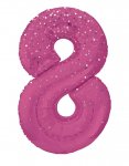 34" GLITZ 8 Pink Printed Prism Foil Balloon Numeral