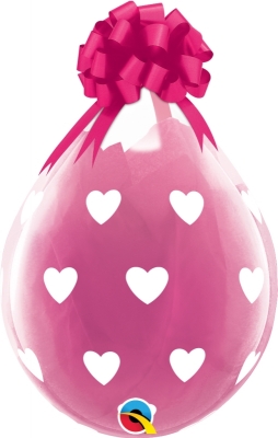 QUALATEX 18" ROUND DIAMOND CLEAR 25CT BIG HEARTS BALLOON
