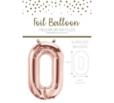 Number 0 Rose Gold 25" Foil Balloon