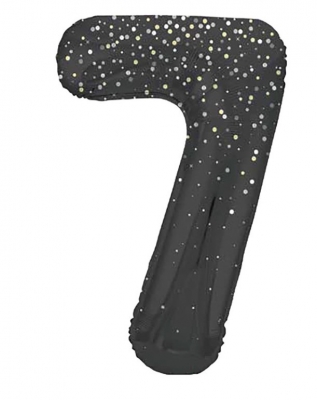 34" GLITZ 7 Black Printed Prism Foil Balloon Numeral