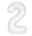 34" UNIQUE MATTE WHITE NUMBER 2 FOIL BALLOON