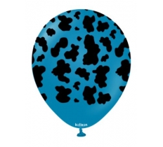 KALISAN 12" SAFARI COW DEEP BLUE BALLOON - 25CT