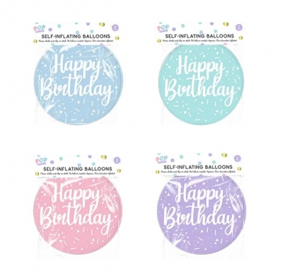 Pastel Self Inflating Balloon 2pk