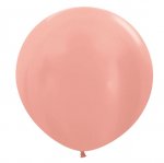 Metallic Solid Rose Gold 24" Latex Balloons 60cm - 3 Pack PC