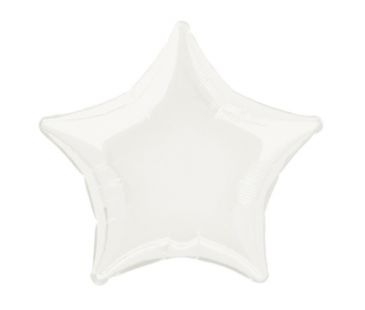 Solid Star Foil Balloon 20" White