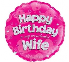 18" HAPPY BIRTHDAY WIFE HOLOGRAPHIC