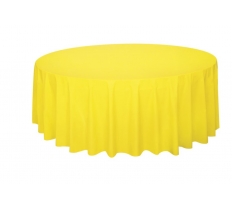 Neon Yellow Solid Round Plastic Table Cover 84"