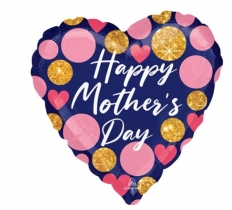 JUMBO HAPPY MOTHERS DAY NAVY GLITTER BALLOON