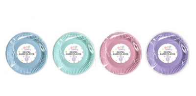 Pastel Round Paper Plates 23cm 10pk